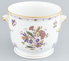 Herendi porcelán kaspó, Motifs Hongrois Grand (MHG) dekorral, kézzel festett, jelzett, apró kopásnyomokkal, d: 16,5 cm, m: 14,5 cm