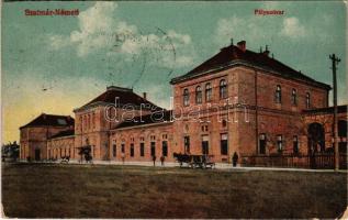 1940 Szatmárnémeti, Szatmár, Satu Mare; Pályaudvar, vasútállomás / railway station + 1940 Szatmárnémeti visszatért So. Stpl. (EK)