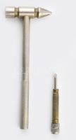 Üvegtörő kalapács csavarhúzóval, fém, h: 18,5 cm