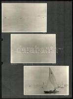 1959 Balatonföldvár, vitorlásverseny, 5 db fotó, kartonra ragasztva, kartonon datált és feliratozott, 9×13,5 cm