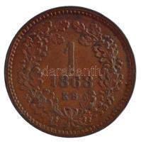 1868KB 1kr Cu "Angyalos címer" T:2,2- patina, kis ph Adamo M4.1