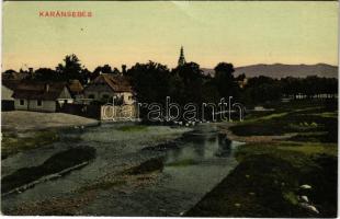 1915 Karánsebes, Caransebes; látkép. Halász Nándor kiadása / general view + ORSOVA - BUDAPEST 179. SZ. C vasúti mozgóposta bélyegző (EK)