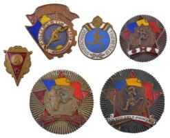 Románia ~1950-1960. 6db-os (5xklf) sport jelvénytétel, közte zománcozott darabok. Több zománchibás és tűhiányos darab T:1--2- Romania ~1950-1960. 6pcs (5xdiff) sport badges, enameled between pieces in. Several pieces with enamel defects and missing pins C:AU-VF