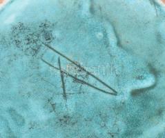 Jelzés nélkül: Füles zöld retró váza, hibátlan, m: 27,5cm