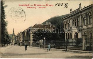 1906 Brassó, Kronstadt, Brasov; Rezső tér / Rudolfsring / street view (fa)