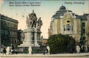 1914 Pozsony, Pressburg, Bratislava; Mária Terézia szobor, Vigadó építése / statue, construction of the redoute