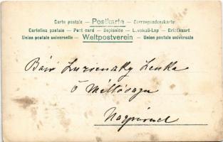 ~1900 Nagyvárad, Oradea; Luzsénszky Lenke bárónő és férje lovasszánon télen / Baroness and her husba...
