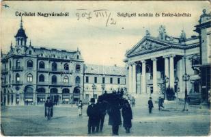 1907 Nagyvárad, Oradea; Szigligeti színház és Emke kávéház. Helyfi László kiadása / theatre, café (EK)