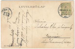 1906 Nagyvárad, Oradea; Bémer tér, Pannonia szálloda, villamos, üzletek. Helyfi László kiadása / squ...