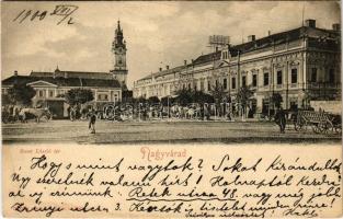 1900 Nagyvárad, Oradea; Szent László tér, piac, Csordás Testvérek üzlete / square, market, shops (EK)