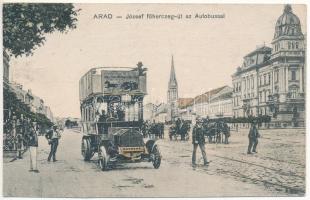 Arad, József főherceg út, autóbusz. Bloch H. kiadása / street view, autobus (r)