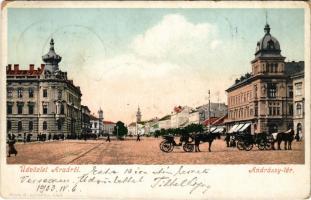1903 Arad, Andrássy tér. Bloch H. kiadása / square (kopott sarkak / worn corners)