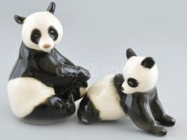 2 db panda porcelán figura 9 cm, 12 cm orosz. jelzett, hibátlan.