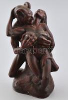 Faun és nimfa. Kerámia szobor, jelzés nélkül. Mázhibákkal. 32 cm