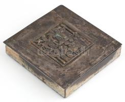 Tevan Margit: Retró doboz, kopásokkal, jelzett, 14x14 cm