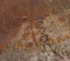 Tevan Margit: Retró doboz, kopásokkal, jelzett, 14x14 cm