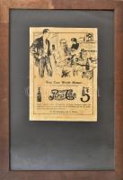 cca 1910 Antik Pepsi reklám plakát. 32x26 cm Üvegezett keretben