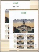 2021 100 éves a Szegedi bélyeggyűjtés megszemélyesített kisív, hiányos évszám tévnyomattal + támpéldány