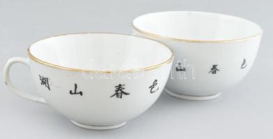 Kínai porcelán teás készlet négy személyes. Kézzel festett, Kopással