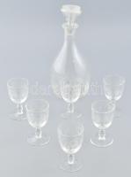 Boros készlet Metszett üveg 6 pohár és butéla üveg dugóval 29 cm