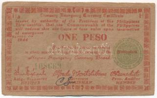 Fülöp-szigetek / Negros Oriental 1944. 1P 108669 zöld pecséttel T:III Philippines / Province of Negros Oriental 1944. 1 Peso 108669 with green seal C:F Krause P# S673