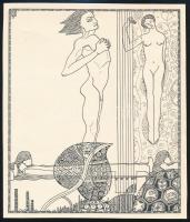 Kozma Lajos (1884-1948): Férfi és nő. Cinkográfia, papír, jelzett a cinkográfián, 19,5×16,5 cm