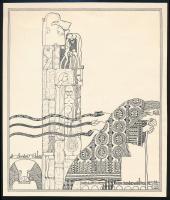 Kozma Lajos (1884-1948): Öregség. Cinkográfia, papír, jelzett a cinkográfián, 19,5×16,5 cm