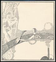 Kozma Lajos (1884-1948): Lant, papír, jelzett a cinkográfián, körbevágott, 17,5×15,5 cm