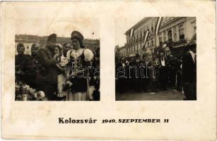 1940 Kolozsvár, Cluj; bevonulás / entry of the Hungarian troops. photo (fa)