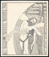 Kozma Lajos (1884-1948): Egyesülés. Cinkográfia, papír, jelzett a cinkográfián, 19,5×16,5 cm