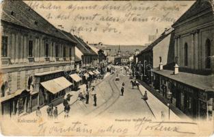 1908 Kolozsvár, Cluj; Wesselényi Miklós utca, Kovács József, Pap Ernő üzlete / street view, shops (EM)