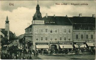 1929 Kolozsvár, Cluj; Központi szálloda, S. Kupás, Columbia, Bernát és Eugen Layda üzlete / Hotel Central, shops (ragasztónyom / glue marks)