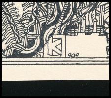 Kozma Lajos (1884-1948): Éva a paradicsomban. Cinkográfia, papír, jelzett a cinkográfián, 19,5×16,5 ...