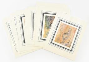 Kovács László jelzéssel: 10 db állatokat, többségében hüllőket ábrázoló rajz. Akvarell, papír, paszpartuban. 17x21 és 16,5x23 cm körüli méretekben.