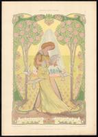 cca 1900 Dekorative Vorbilder, 4 db szecessziós nyomat. Karel Spillar (1871-1939) és R Ruepp művei. ...