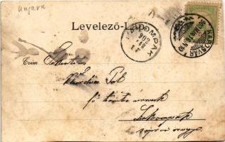 1902 Kaposvár, Római katolikus templom, piac. Gerő Zsigmond kiadása (vágott / cut)