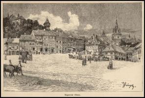Háry Gyula (1864-1946) után, Morelli Gusztáv (1848-1909): Segesvár, 1890 körül. Rotációs fametszet, ...