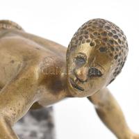 Kőfaragó. Bronz figura, márvány talapzaton (mozog) szivartartó 17x10 cm