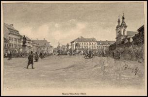Háry Gyula (1864-1946) után, Morelli Gusztáv (1848-1909): Maros-Vásárhely (Marosvásárhely) főtere, 1...