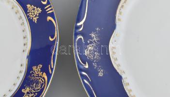 18 darabos Zsolnay Pompadour mintás tányérszett, előételes, lapos, leveses, jelzett, kopott