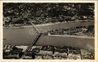 Budapest, Margit híd és Margitsziget, alig beépített Rózsadomb. A m. kir. Állami Térképészeti Intézet légi felvétele 486.
