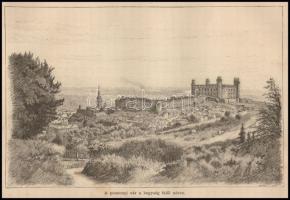 Morelli Gusztáv (1848-1909): A pozsonyi vár a hegység felől nézve, 1890-es évek. Rotációs fametszet,...