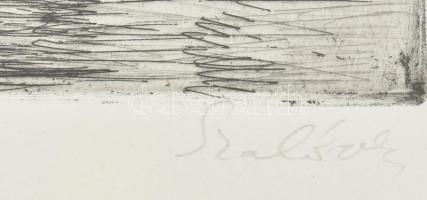 Szabó Vladimír (1905-1991): Vároldal. Rézkarc, papír, jelzett. Dekoratív, üvegezett fakeretben, 24,5...