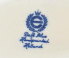 Delft szélmalom mintás porcelán tojás. Kézzel festett, jelzett, hibátlan. 11 cm