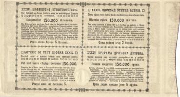 1920. "34. Magyar Állami Sorsjáték" sorsjegy 5K T:I-