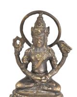 Jelzés nélkül: Buddha és Shiva. Öntött patinázott bronz, masszív installációs fakerettel. 60x60cm