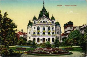 1918 Kassa, Kosice; Nemzeti színház, virágágyás / theatre, flower bed