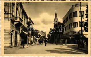 1942 Komárom, Komárnó; Nádor utca, Otthon kávézó, Cikta üzlet / street, shop, cafe