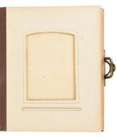 Antik, XIX. sz. végi fotóalbum, kopott egészvászon kötésben, réz veretekkel díszített, aranyozott al...