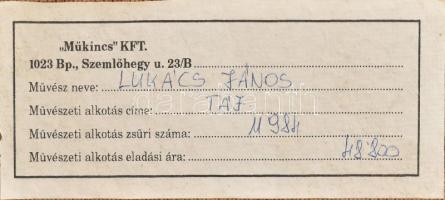 Lukács János (1952-): Táj. Olaj, farost, jelzett, hátoldalán Műkincs Kft. címkéjén feliratozott. Dek...
